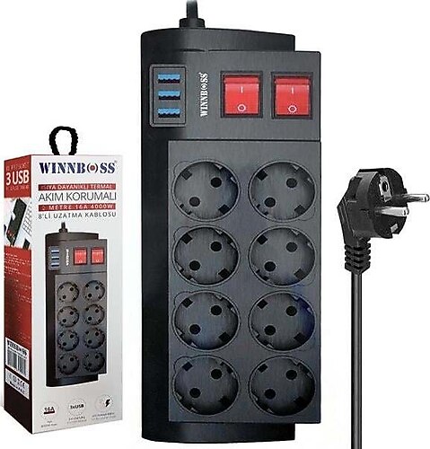 Winnboss Isıya Dayanıklı Termal Akım Korumalı 2 Metre 16A 4000W