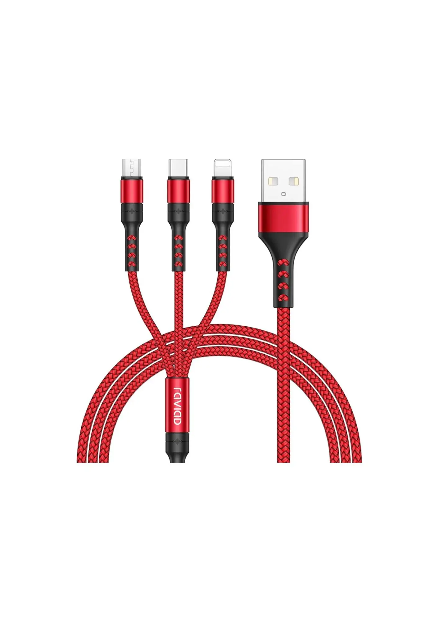 3 IN 1 Red 1.2 Meter Charging Cable