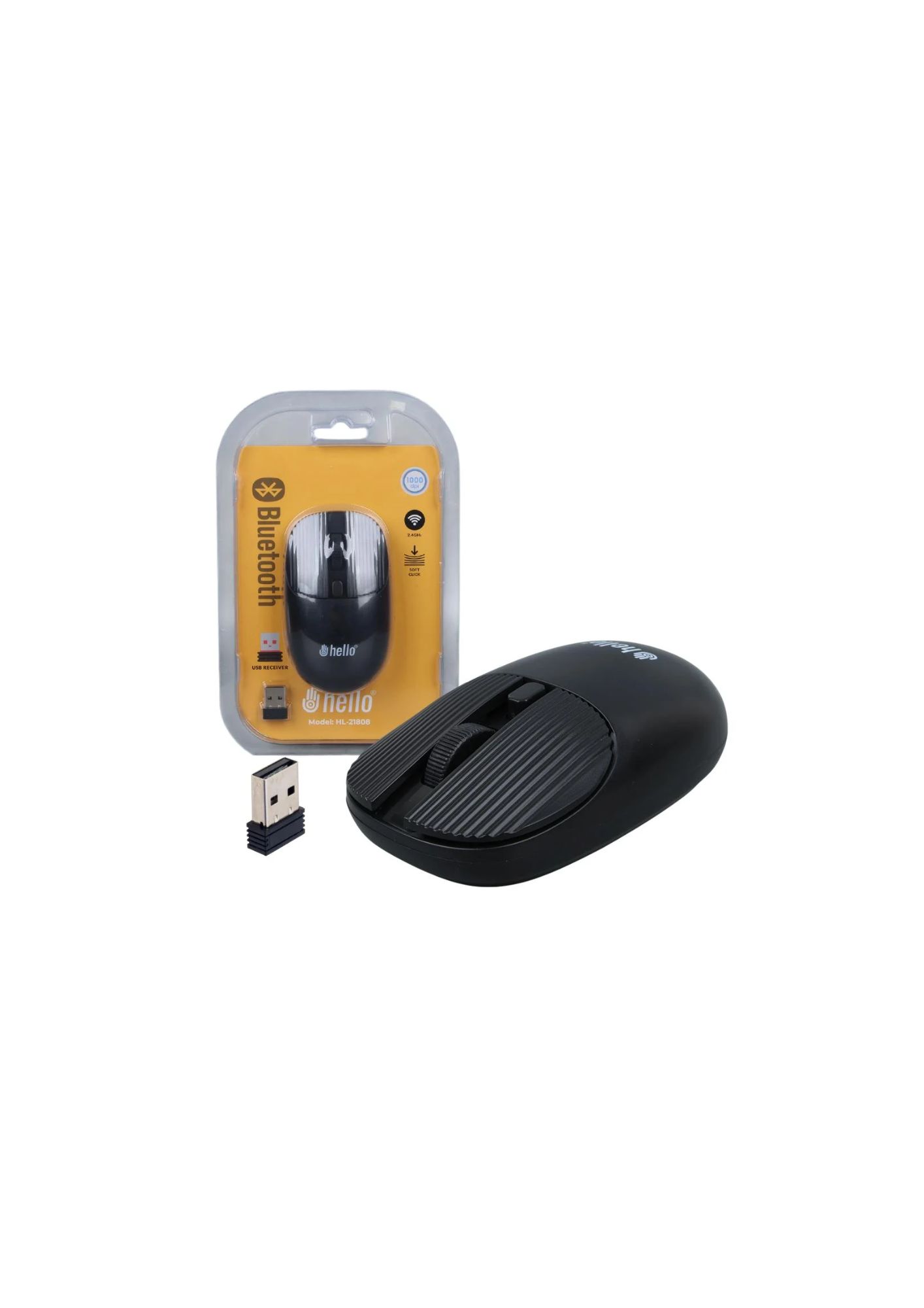 Hello HL-21808 Black 1000 DPI 2.4Ghz Wireless Bluetooth Mouse