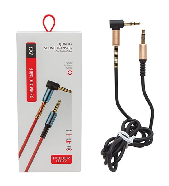 3,5 mm POWER WAY AUX KABLOSU AX02 SES TRANSFER ARAÇ SES KABLOSU
