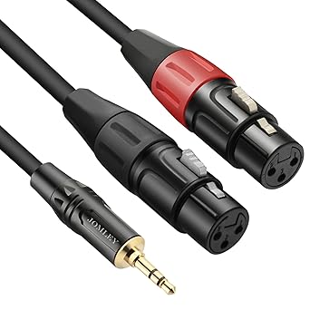 Çift XLR Dişi - 3,5 mm Y Ayırıcı Kablo, Dengesiz XLR Dişi - 1/8 İnç Mini Jak TRS Stereo Aux Ara Bağlantı Ses Mikrofon Dağıtıcı Yama Kablosu - 1 Metre