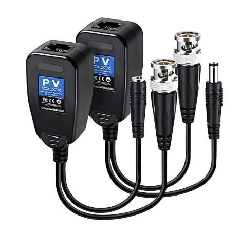 BNC to RJ45 Video Balun + Power Connector