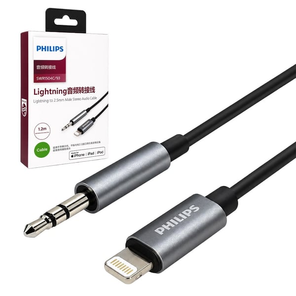 (PHILIPS) LIGHTNING TO 2.5MM MALE STEREO AUDIO CABLE 1.2M