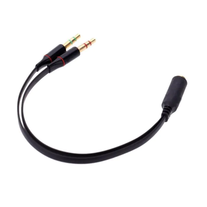 4 Pin 3.5mm Female To 2 x 3 Pin 3.5mm Male Headset Splitter Adapter - mainled