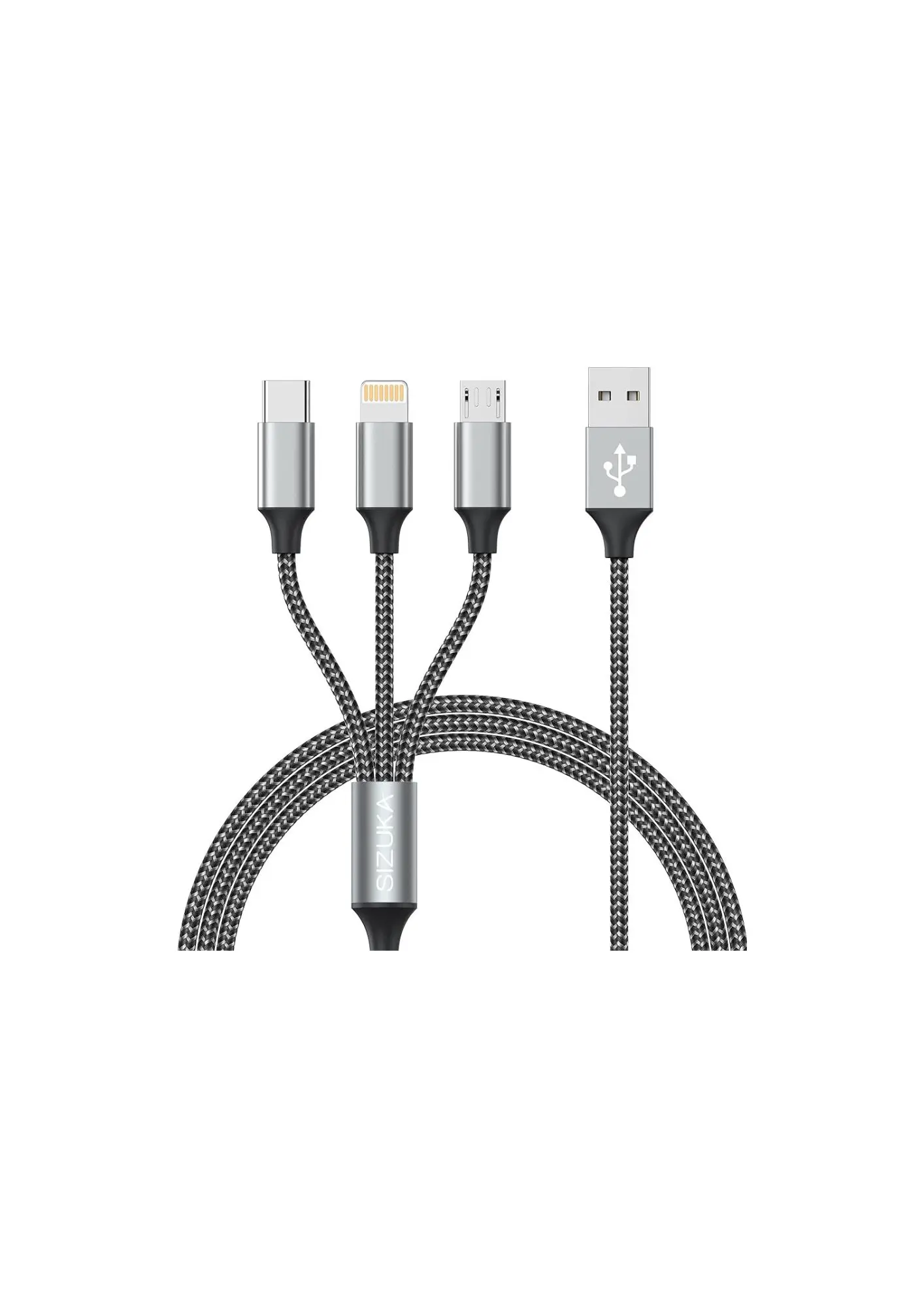 3 IN 1 Silver 1.2 Meter Charging Cable