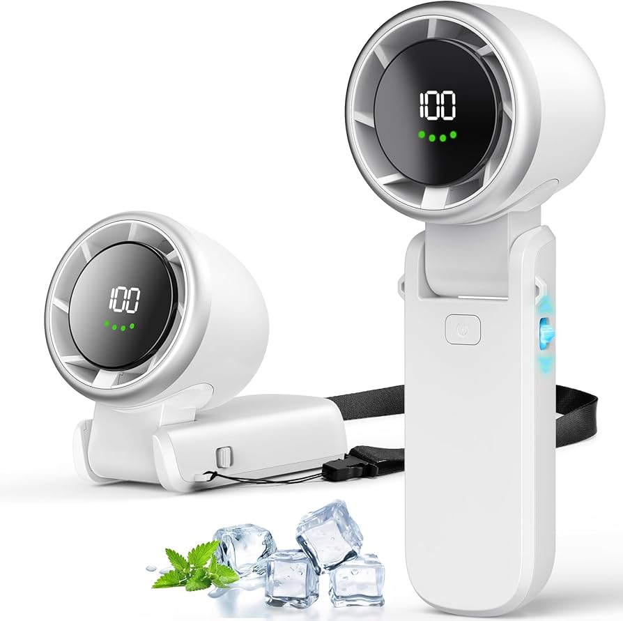 Taşınabilir el tipi turbo fan, kademesiz 100 hız ayarlı, şarj edilebilir kişisel el fanı, 5000 mAh - Hand held Fan