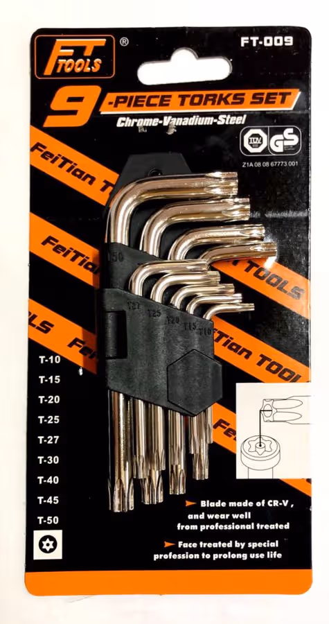 HDL 9 PARÇALI TORX SETİ (KROM-VANADYUM-ÇELİK) - STEEL SET
